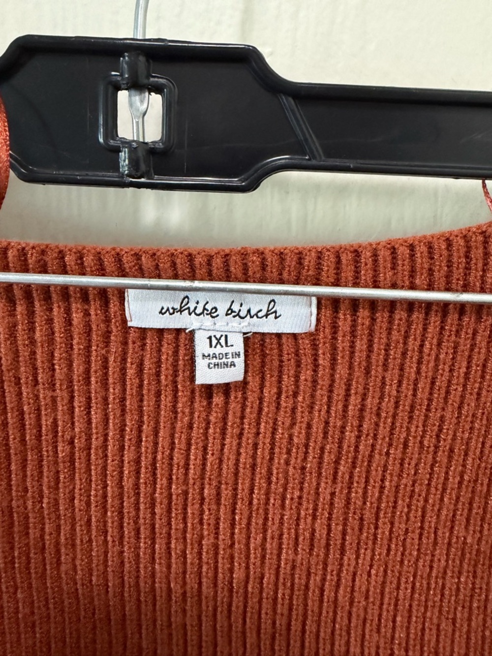 Deep V Ribbed Sweater - Rust - Picture 2 of 2